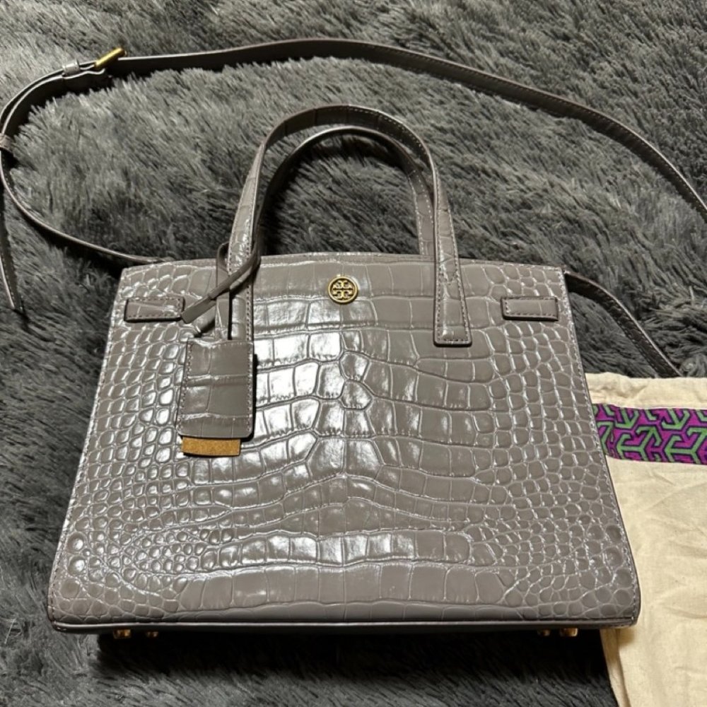 TORY BURCH Walker Embossed Small Satchel Hand Bag